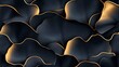 © lililia - This vibrant design features ginkgo leaves adorned with golden lines and dots, set against a striking black backdrop, creating a luxurious aesthetic SEAMLESS PATTERN