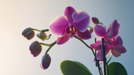 Wall Mural - close-up of pink orchid flowers blooming