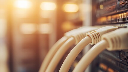 Poster - Network cables connecting to network switches in modern data center