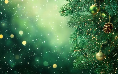 Wall Mural - Christmas new year green background