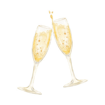 Watercolor Happy New Year Clipart Element