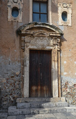 Wall Mural - old antique door to the church of St. Catherine in Taormina, Sicily