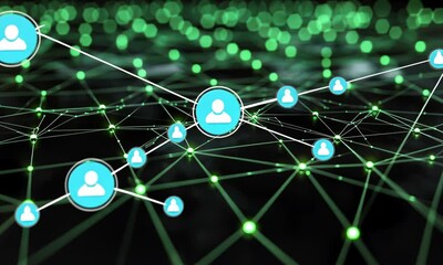Poster - Global Network Connection Abstract Visualization Showing Interconnectedness of People Through Digital Technology