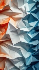 Aufkleber - Abstract geometric paper folds with a striking orange and blue gradient. The textured, crumpled paper design creates a modern and artistic visual appeal. AI generated.