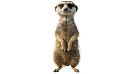 A curious meerkat stands tall, watchful and alert, showcasing its endearing features and captivating gaze. Perfect for wildlife, animal, and nature-themed projects. 