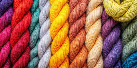 Concept photo of colorful wool yarn