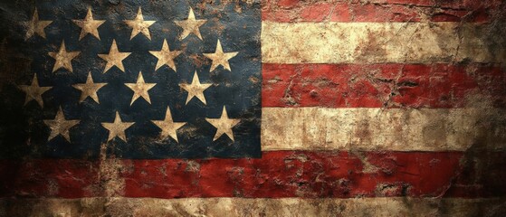 Wall Mural - a distressed version of the american flag