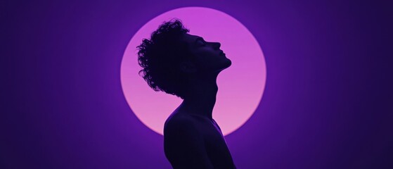 Wall Mural - silhouette of a person against a purple backdrop