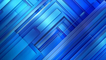 Poster - Experience an array of dynamic blue geometric shapes layered in a modern design environment. The interplay of light and angles creates a captivating visual effect.