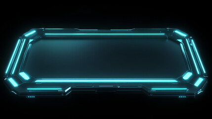Poster - Hud frames set for computer game ui isolated on black background. Vector realistic illustration of neon blue borders, futuristic scifi interface design elements, gaming menu box, abstract circuit chip