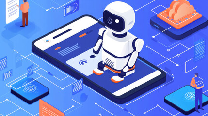 Aufkleber - ai. digital ai in phone in hand. ai bot on screen mobile smartphone communication with cloud computi
