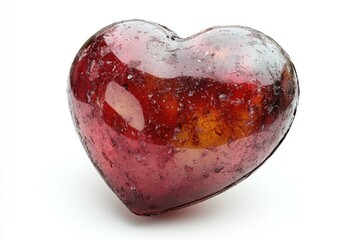 Poster - A red glass heart shaped object sits on a white surface, perfect for decorative or symbolic use