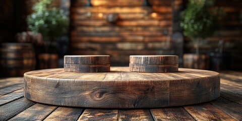 Poster - Two wooden containers sit on top of a wooden table, waiting for use or storage