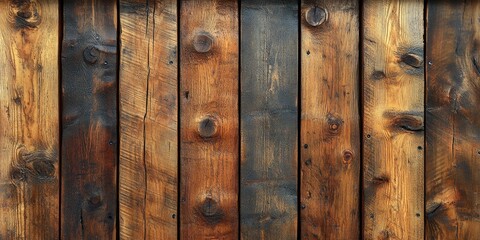 Poster - A close-up shot of a wooden fence with visible nails, suitable for use in scenes depicting rustic or rural settings