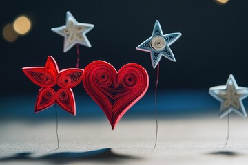 Aufkleber - Couple of decorative paper hearts and stars