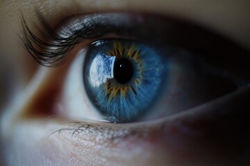 Poster - A detailed look at a person's blue eye, with sharp focus and clear definition