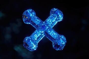 Poster - A close-up shot of a blue lighted 'X' symbol, suitable for use in warning or caution signs