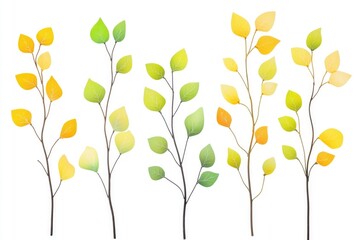 Poster - A group of colorful leaves against a plain white background