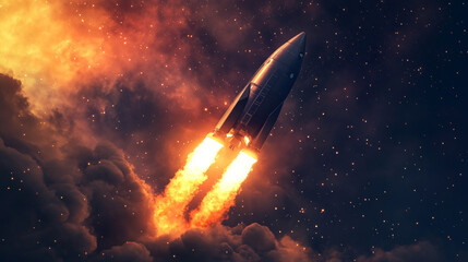 Poster - Realistic space launch of vehicles with various spaceship designs - modern rockets emitting bright engine flames and exhaust smoke. 3d vector set futuristic aerospace transport for cosmos exploration.