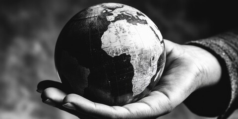 Poster - A person holding a globe in their hand, great for educational or business uses