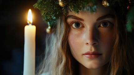 Poster - A woman holds a candle in front of her face, creating a warm and intimate atmosphere