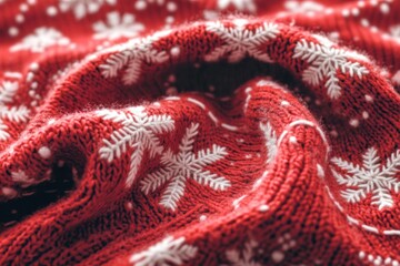 Aufkleber - Cozy snowflake patterned blanket with red and white colors