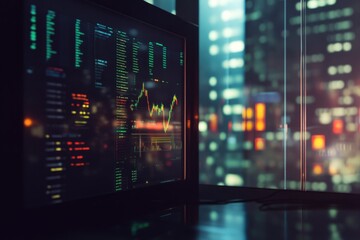 Poster - a desktop scene with a computer monitor sitting on a desk in front of a window