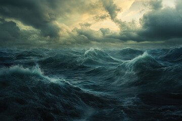 Poster - A large body of water under a cloudy sky with no signs of human activity