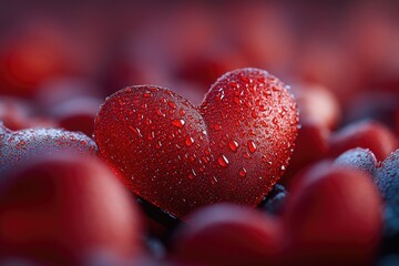 Poster - A close-up of multiple red hearts surrounding a central one, great for Valentine's Day or romantic themes