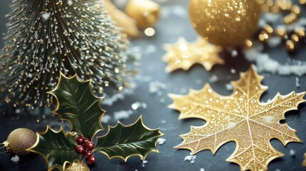 Poster - A detailed view of Christmas tree ornaments and lights, suitable for holiday-themed designs and projects