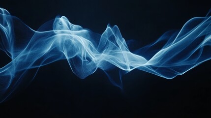 Poster - A vibrant abstract wave technology design with blue light digital accents, symbolizing a corporate idea.