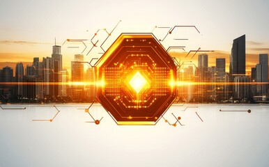 Poster - An abstract geometric design in a digital high-tech setting, providing ample space for text.