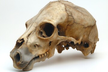 Aufkleber - A close-up of a human skull on a white surface, suitable for use in illustrations about death, mortality, or Halloween-themed designs