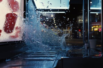 Poster - A splash of water from a sink, great for use in bathroom or kitchen related content