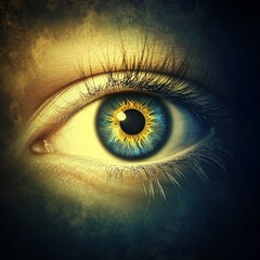 Poster - Digital artwork showcasing a symmetrical Gold and Green fractal flower for creative graphics