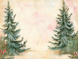 © zanlcon - romantic victorian christmas blank watercolor scrapbooking page with christmas trees subtle soft pink