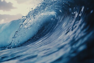 Poster - A powerful wave crashes into the ocean, creating a splash and foam