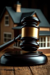 Poster - A wooden gavel resting on a wooden table, ready for use