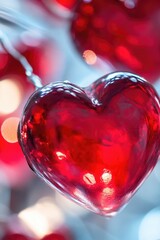 Poster - A red heart hangs from a string of lights