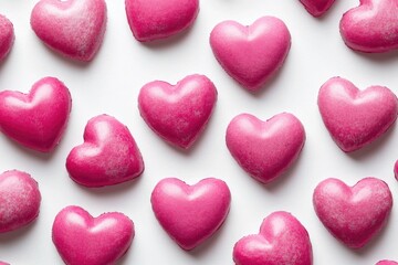 Poster - A collection of pink hearts on a plain white surface