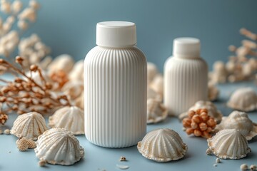 Poster - Group of white vases on a table, simple and elegant decoration