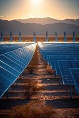 Poster - Solar panel array in a desert landscape