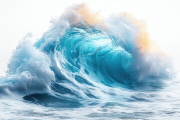 Poster - a powerful wave crashes through the calm surface of a body of water, creating a dynamic visual effec