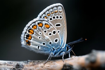 Poster - Close-up of a vibrant butterfly perched on a branch in natural habitat during daylight