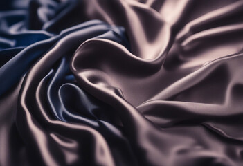 Wall Mural - Beautiful dark blue silk satin background Soft folds on shiny fabric Luxury background with space fo