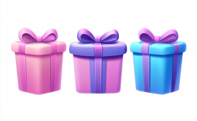 A pile of colorful birthday gift boxes, isolated on a white background, represents the celebration and holiday spirit, especially Christmas..Colorful birthday gift boxes are neatly stacked on a white