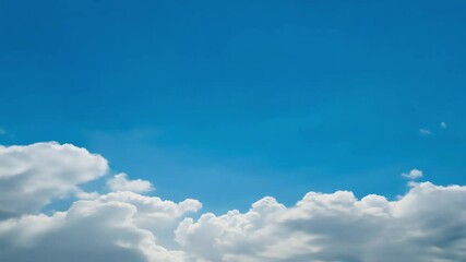 Wall Mural - Beautiful blue sky with clouds on bright sunny day for abstract background. White clouds moving towards the horizon.