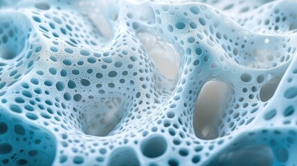 Poster - Abstract close-up of a textured, porous blue material