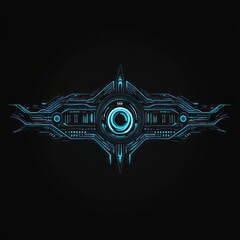 Poster - Futuristic blue digital interface HUD element on black background.