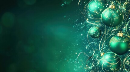 Aufkleber - A festive abstract Christmas design with shimmering baubles and sparkling ribbons on a deep emerald gradient
